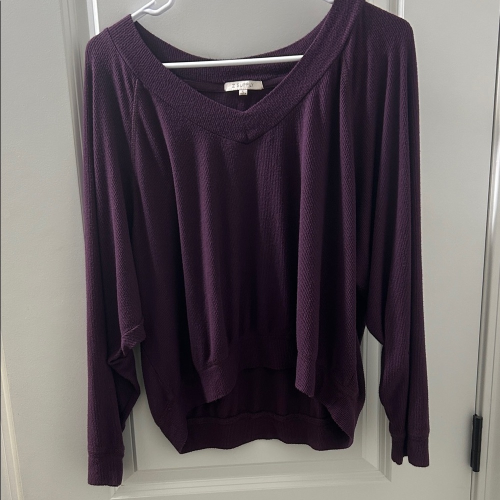 Z Supply Purple V-Neck Long Sleeve Top
